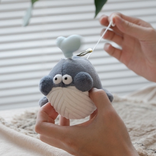 logaloga啰嘎啰嘎 海洋系列 鲸鱼 毛绒拉绳玩具按压公仔 玩偶挂饰