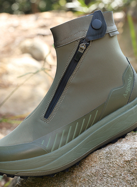 Aagoola男士高帮防水登山鞋户外徒步鞋防滑耐磨轻便拉链靴四季