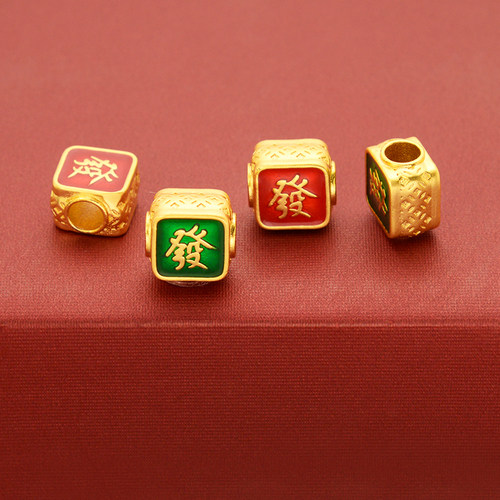 强保色饰品diy沙金配件滴油双色发字隔珠古法金手链手串大孔串珠