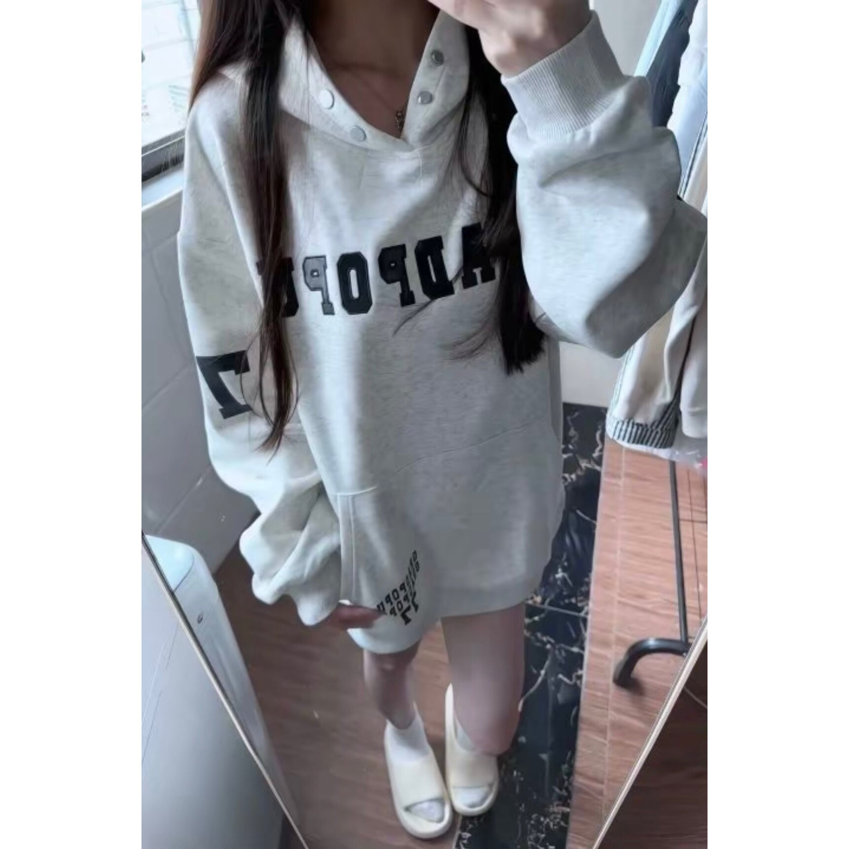 美式高街刺绣连帽加绒加厚卫衣