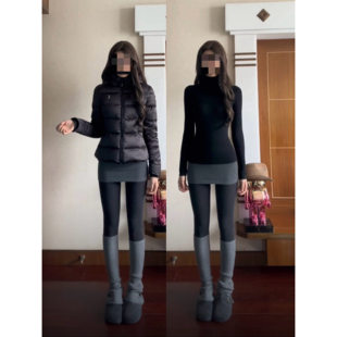 黑色加绒半高领打底衫女秋冬天保暖内搭修身显瘦收腰长袖t恤上衣