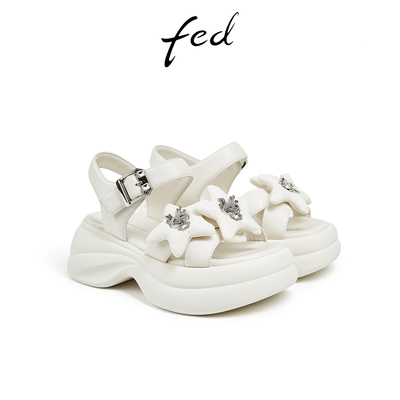 fed松糕厚底凉鞋夏季新款女鞋真皮软底沙滩凉鞋女款D0428-YAB663