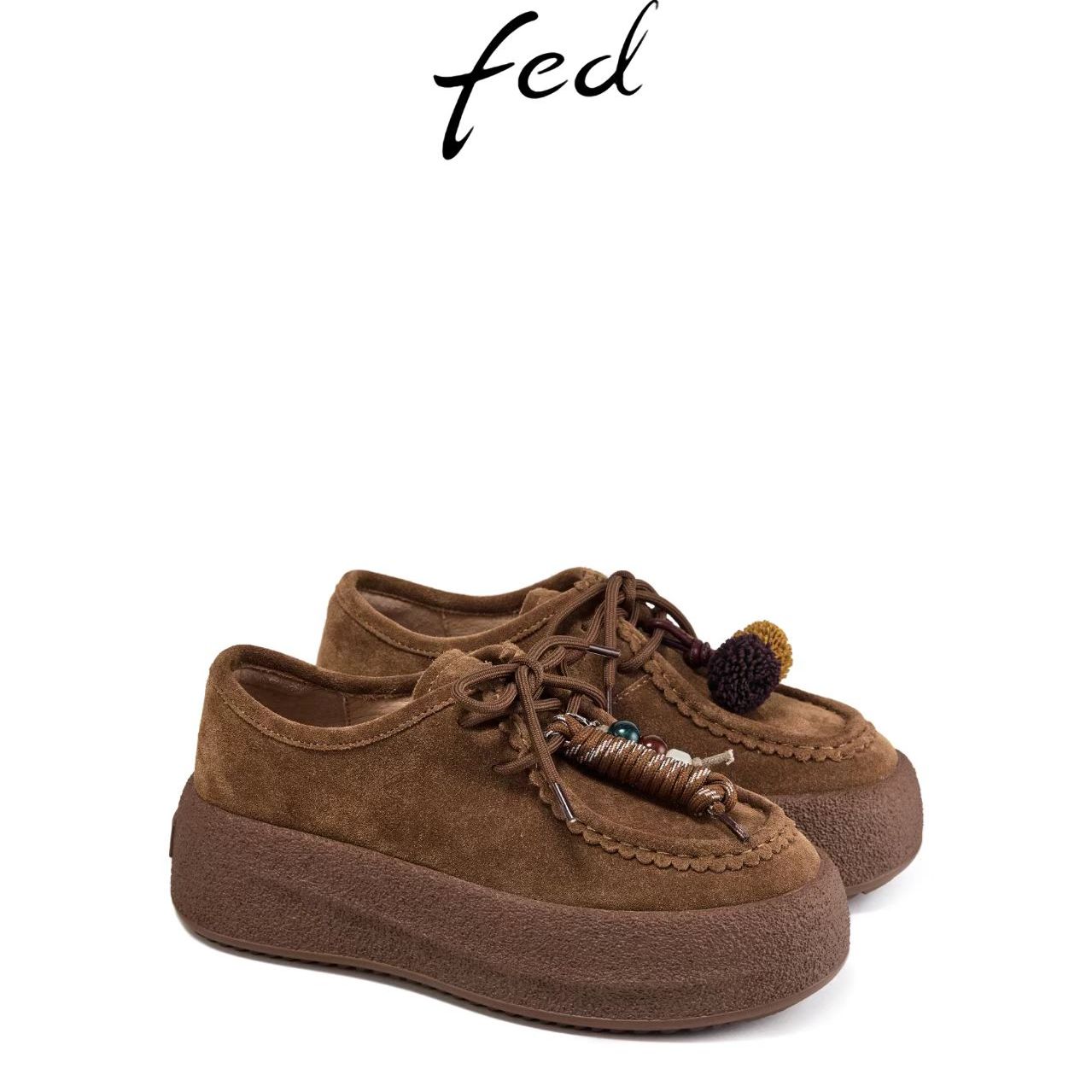 FED商场同款厚底乐福鞋袋鼠鞋