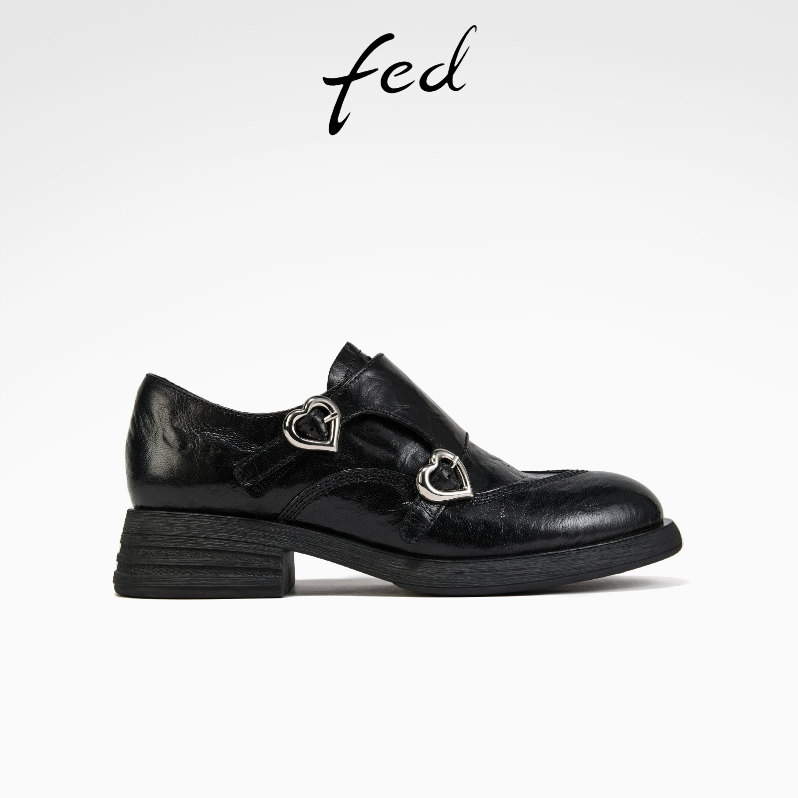 fed黑色小皮鞋秋季新款女鞋英伦风牛津鞋乐福鞋女款S0815-ZC518
