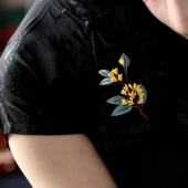 国风旗袍配饰缠花别针小众设计感 桂花胸花新中式 胸针女款 2025新款