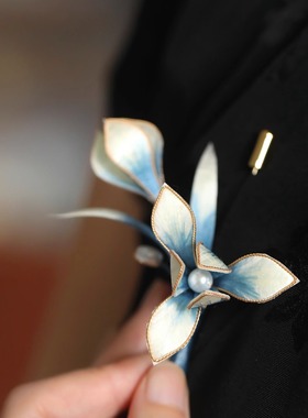 国风古典玉兰花手工绒花胸针高端精致时尚秋冬大衣外套胸花配旗袍