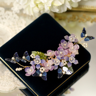 原创设计 发夹后脑勺超仙森系古风盘发夹子头饰 软簪后压侧边夹