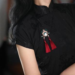 胸针高端精致时尚秋冬大衣中式古典别针小众设计感刀马旦流苏胸花