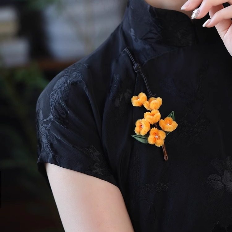 秋冬桂花胸针高端精致时尚中国风复古气质小众设计感胸花森系别针