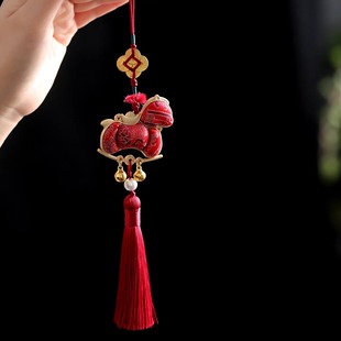 新年款宋锦小马胸针国风气质红色喜庆旗袍压襟古风挂饰包包装饰品