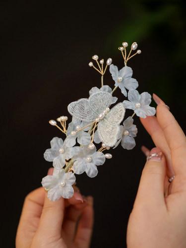 花朵发夹汉服头饰后压古风仙气