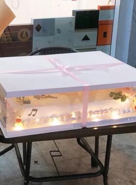 新款长方形蛋糕盒透明超大生日聚会开业1618寸20寸24寸包装盒包邮
