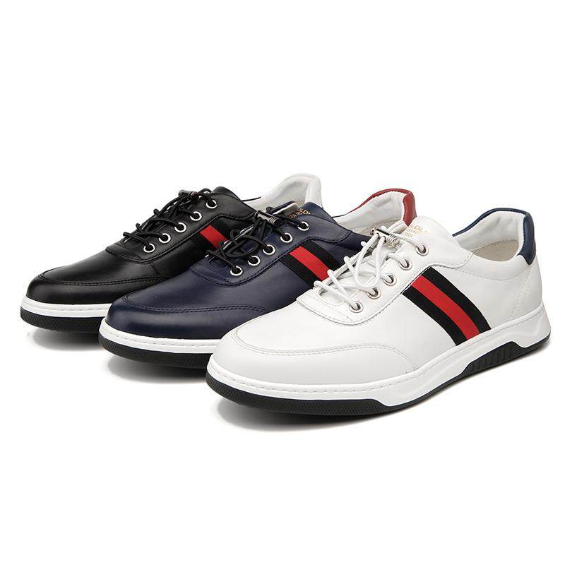 金利来男鞋新时尚真皮潮流百搭软底软面圆头日常休闲皮鞋男板鞋