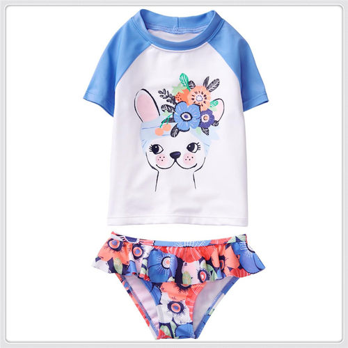 GYMBOREE/金宝贝 女童短袖分体泳衣狗狗花环 防晒4岁5岁