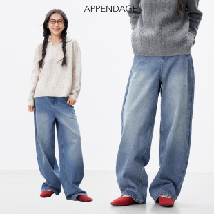 APPENDAGE阔腿牛仔裤女2025新款秋季日常流行浅色宽松直筒休闲裤