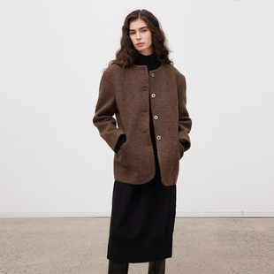 APPENDAGE 圆领呢子外套女秋冬高级感保暖外套小个子毛呢简约大衣