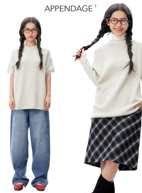 APPENDAGE落肩短袖高龄针织毛衣秋冬女2025新款经典时尚简约上衣