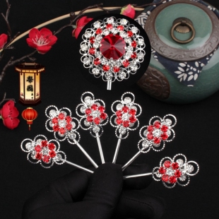 京越剧戏曲戏剧青衣花旦头饰双光水钻头面梅花七星组合宝石花泡子