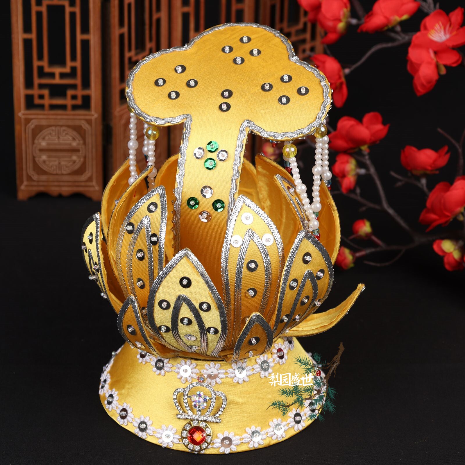 戏曲演出用品戏剧表演头饰古装菩萨娘娘头冠精品手工制作莲花冠帽