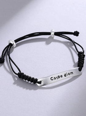 S925纯银韩版小众设计感字母手链复古简约基础款时尚手绳