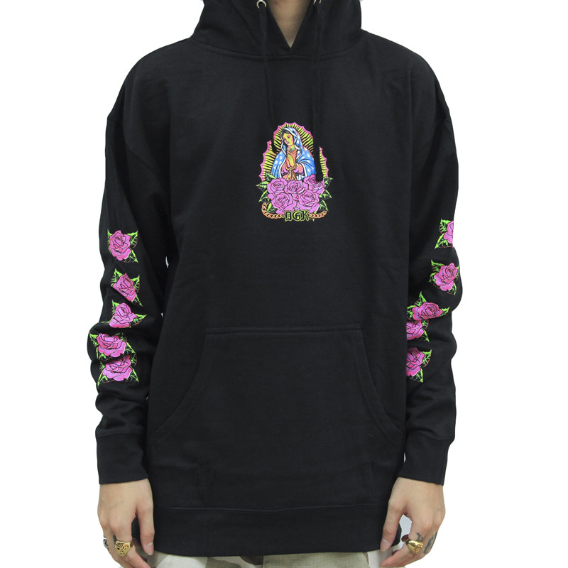 DGK 女人玫瑰 LOGO 纯棉连帽套头卫衣 美国进口现货