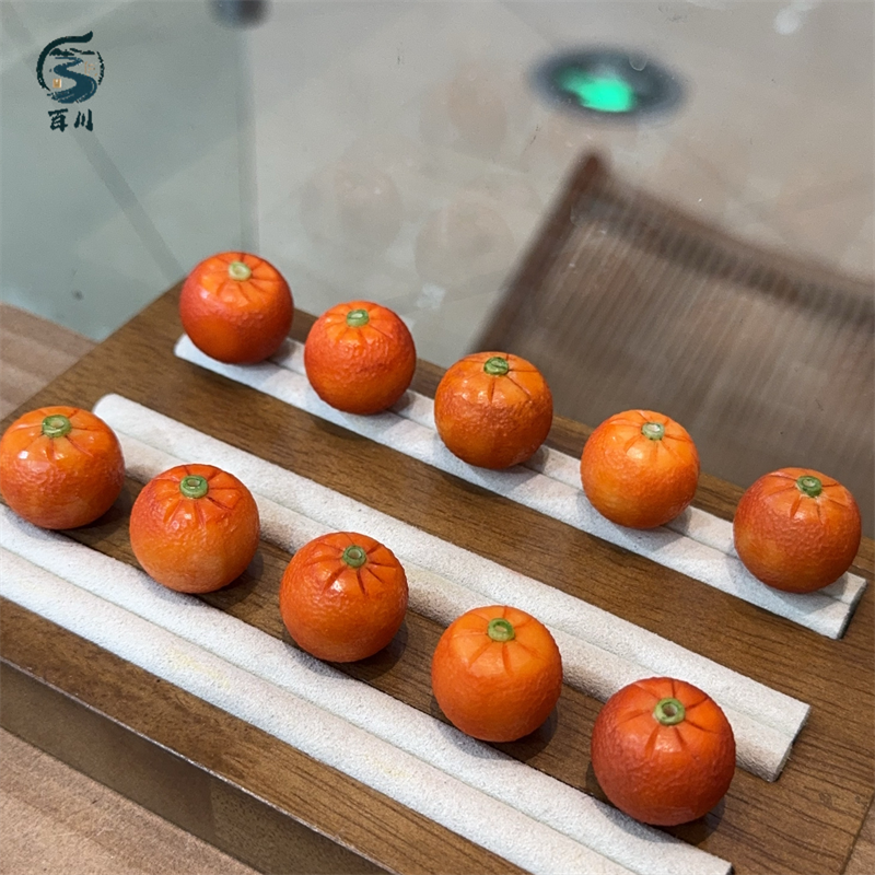 象牙果橘子竖孔根付文玩佛珠挂件