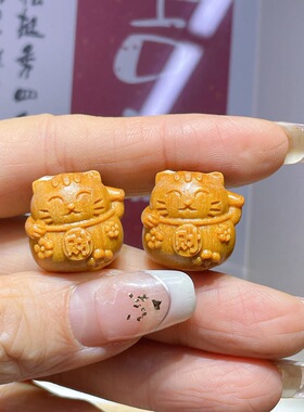 檀香招财猫diy配件手工编织手绳项链文玩佛珠手串配饰品隔配珠