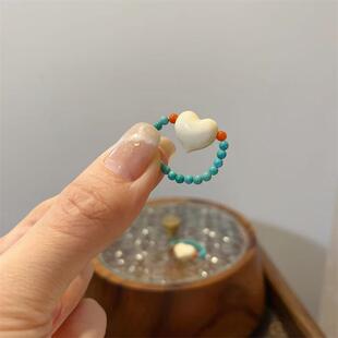 正宗猛犸象牙爱心搭配菱镁矿松石diy配件文玩佛珠手串时尚配饰