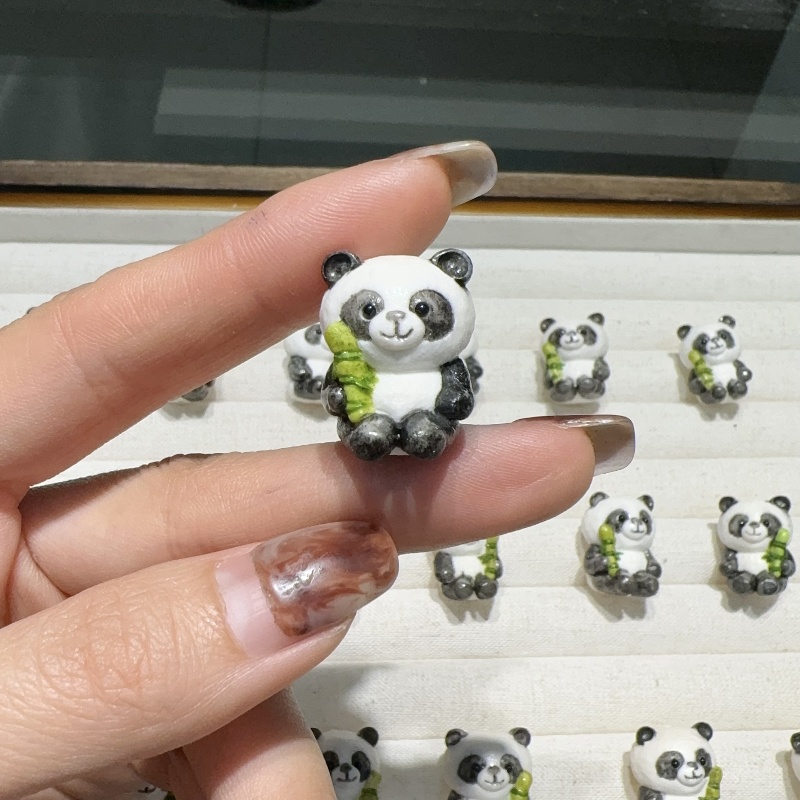 鹿角根付小熊猫diy配件手工编织手绳项链文玩佛珠手串配饰品隔珠