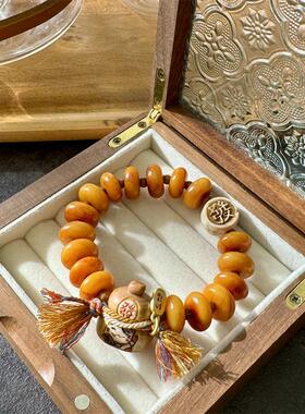 牛骨盘珠鹿角根付招财猫葫芦牛骨发财库克圆珠diy配件文玩佛珠