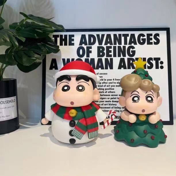 蜡笔小新cos圣诞老人圣诞树系列盲盒手办潮玩公仔桌面摆件可爱