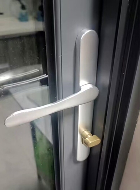 铝合金断桥铝塑钢门92型银色高低三孔多点平开门锁把手孔距210mm