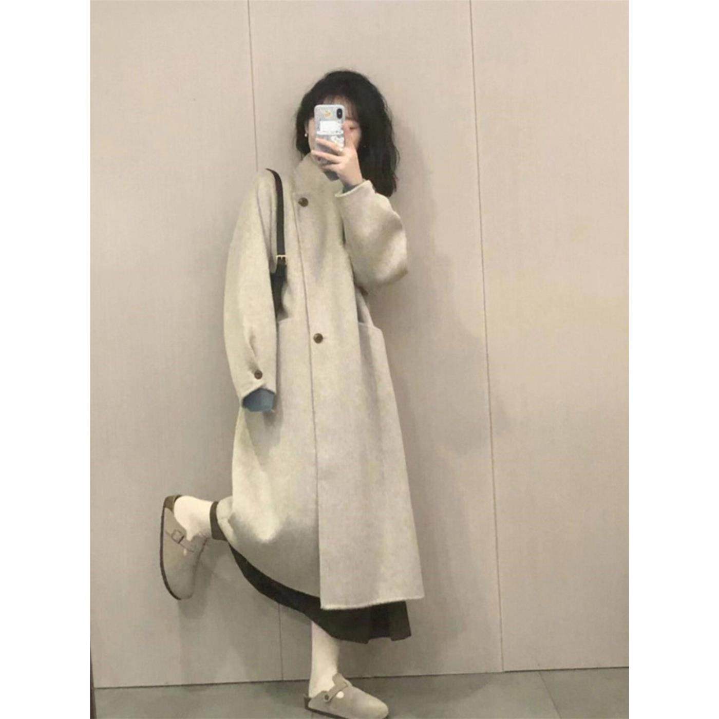 韩系呢子大衣女2024秋冬季新款毛呢外套高级感小个子慵懒风中长款,女装/女士精品,毛呢外套,淘宝优惠券,粉丝福利购,淘宝优惠卷