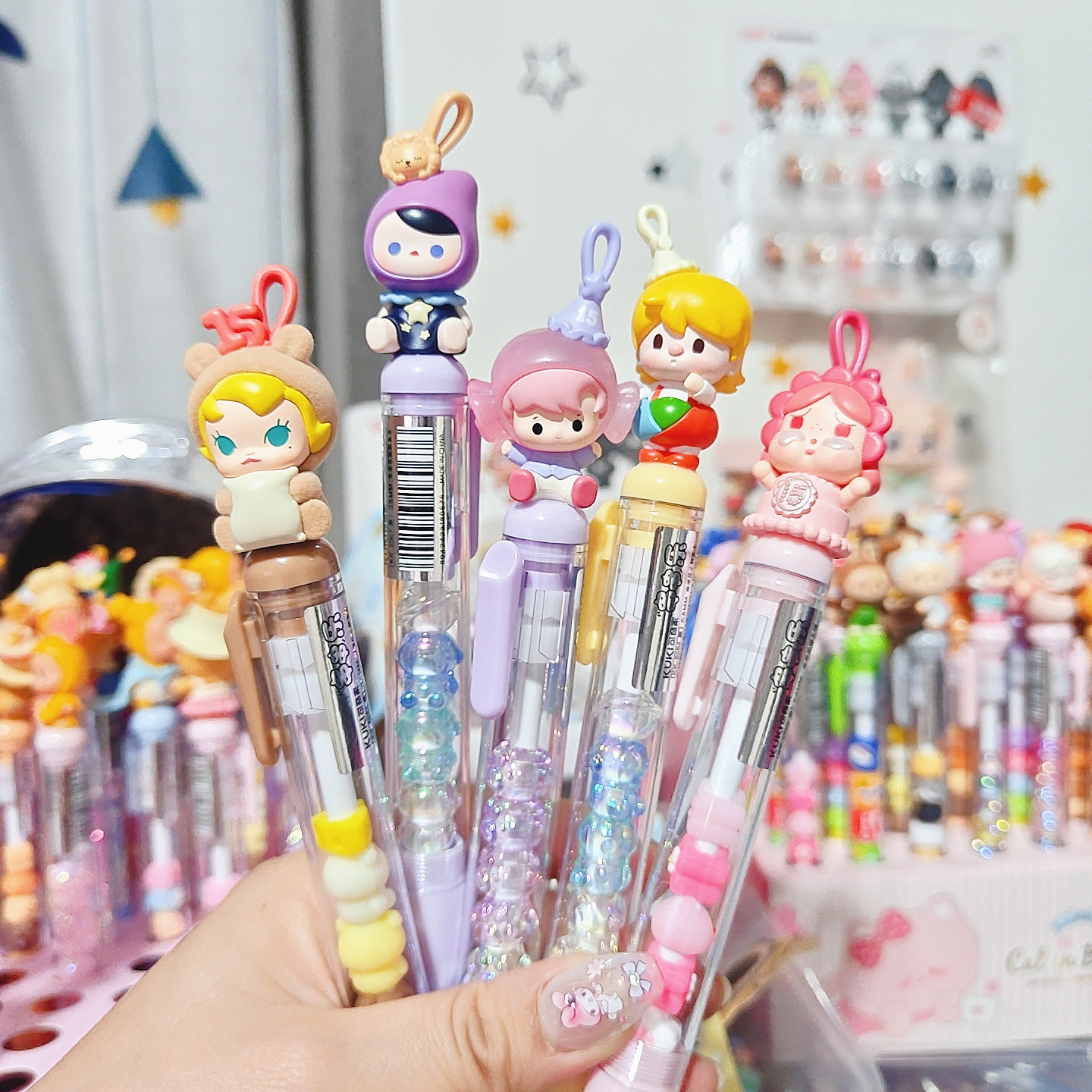 Dimoo茉莉星星人泡泡萌粒笔中性diy圣诞笔串串乐高颜值文具伴手礼