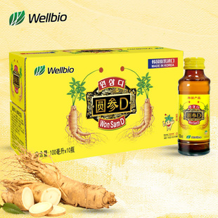 Sam 韩国原装 进口人参味饮品100ml Wellbio圆参D 10瓶盒装 Won