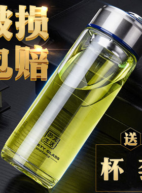 卧龙单层玻璃杯带提环迷你高颜值茶杯男女钢化防摔加厚小喝水杯子