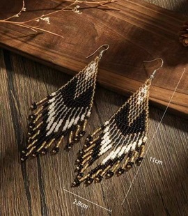 时尚 波西米亚名族风米珠流苏气质女士耳环1220