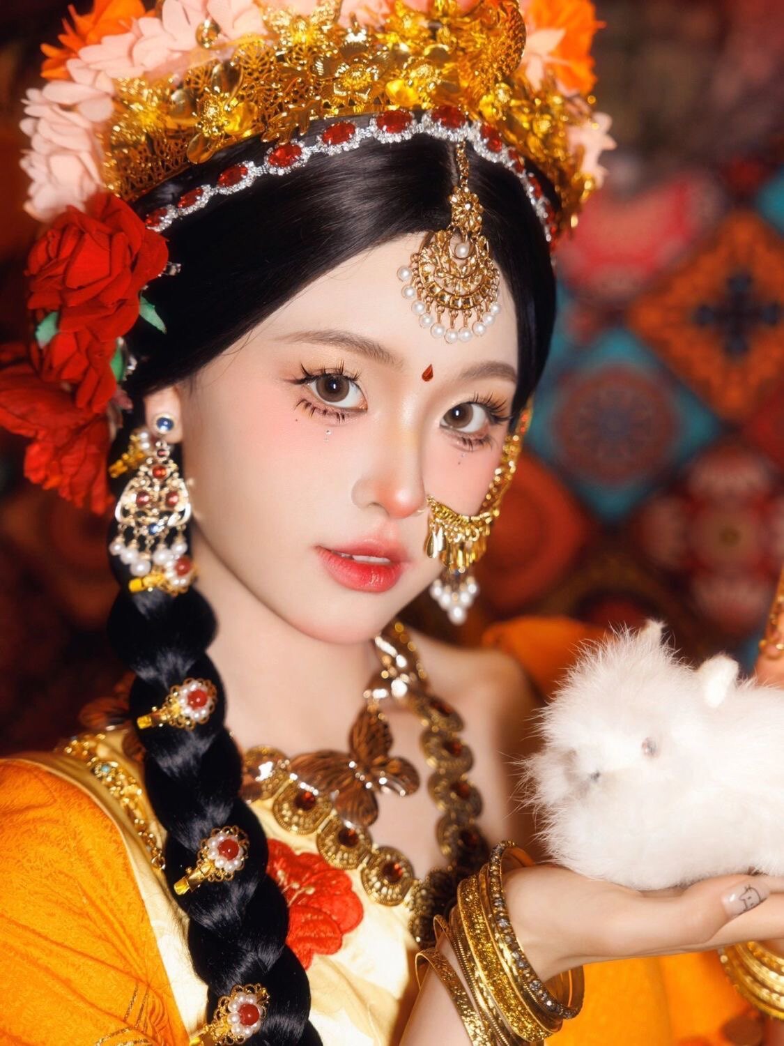 赵丽颖同款玉兔公主假发辫子女天竺少女麻花辫子双马尾民族写真