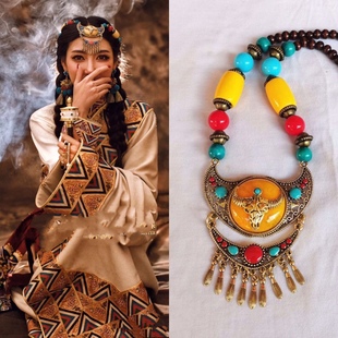 云南丽江旅拍摄影民族风项链藏族舞蹈配饰头饰旅拍道具女 包邮