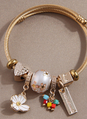 花朵吊坠配饰个性女士手镯0825