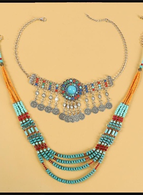 杨超越同款藏族额饰眉心坠发饰女异域风民族风汉服头饰古风套装