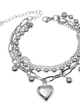 不锈钢简洁圆牌坠个性气质手链