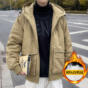 2021冬港风多口袋外套上衣男休闲工装连帽羽绒服YR7335图片