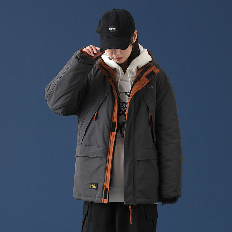 中性风蓝底棉衣男宽松连帽拼色棉服情侣外套冬SY03-P120控158,男装棉衣,星座810(原QT5070)