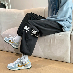 2022春季新款九分裤印花宽松阔腿裤男士哈伦裤