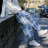 加绒格子裤男长裤宽松阔腿裤休闲束脚抽绳裤子加绒，男装休闲裤，星座810(原QT5070)