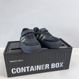 真皮黑绿色阿甘鞋女童鞋子加绒加厚2025新款冬棉鞋儿童运动鞋男童