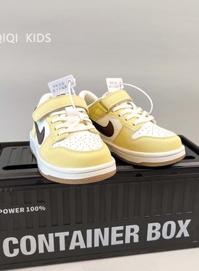新款黄色运动鞋儿童2025秋季女童户外跑步鞋男童休闲鞋低帮板鞋潮