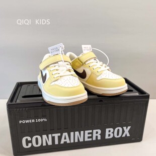 新款黄色运动鞋儿童2025秋季女童户外跑步鞋男童休闲鞋低帮板鞋潮