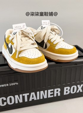 新款黄色休闲板鞋儿童2025秋季爆款女童软底运动鞋男童户外篮球鞋